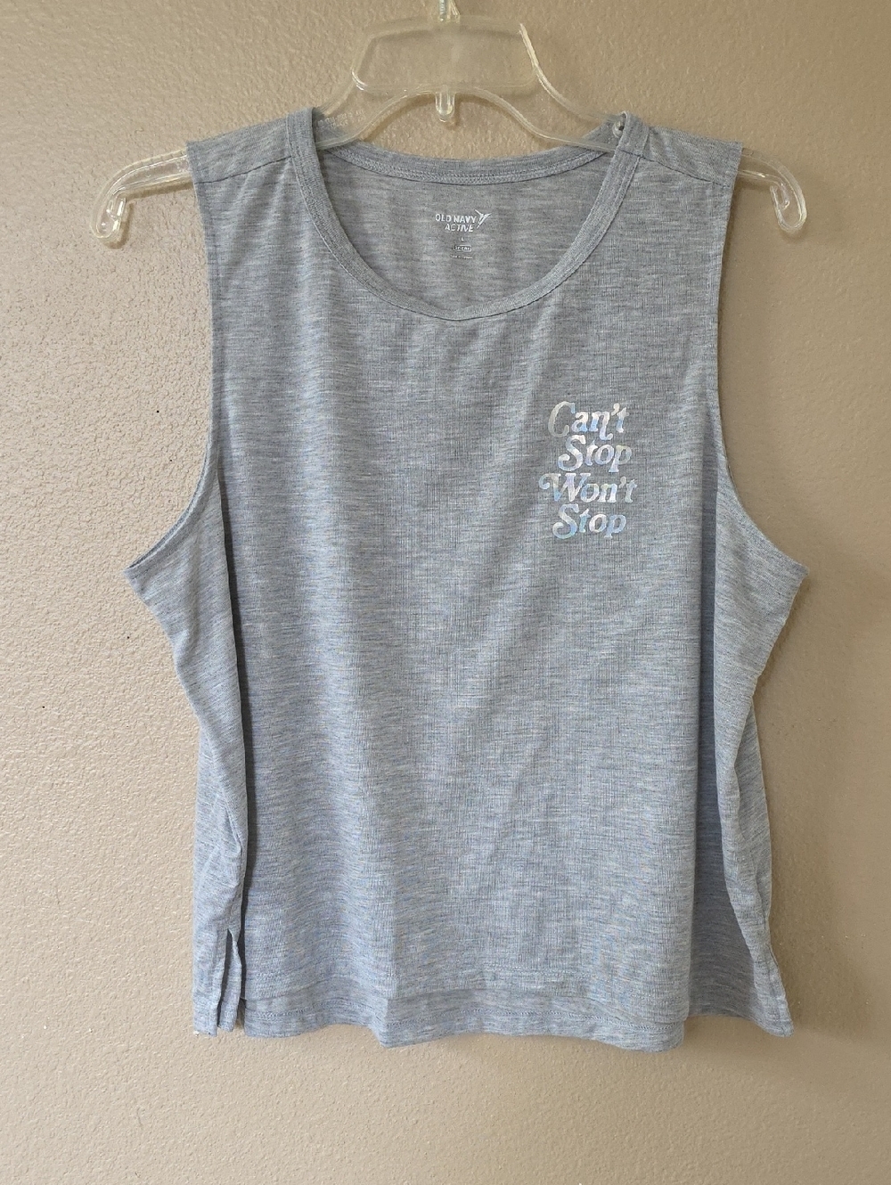 Old Navy Active Gray Cant Stop Wont Stop Tank - Size Large